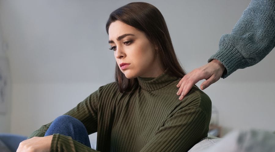 Anxious woman experiencing emotional distress