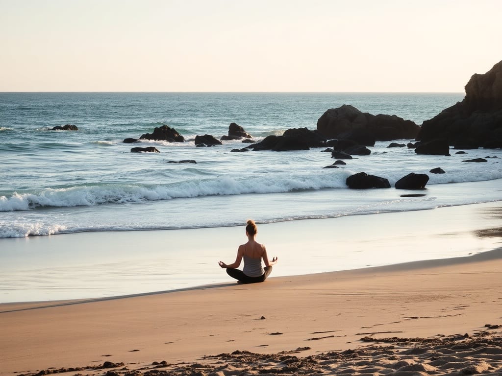 photo of a person meditating in malibu